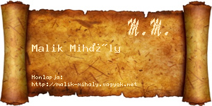 Malik Mihály névjegykártya