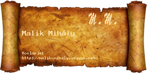 Malik Mihály névjegykártya